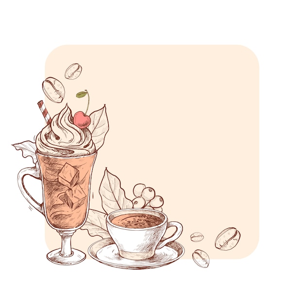 ILUSTRACIÓN DE CAFÉ DIBUJADO A MANO
