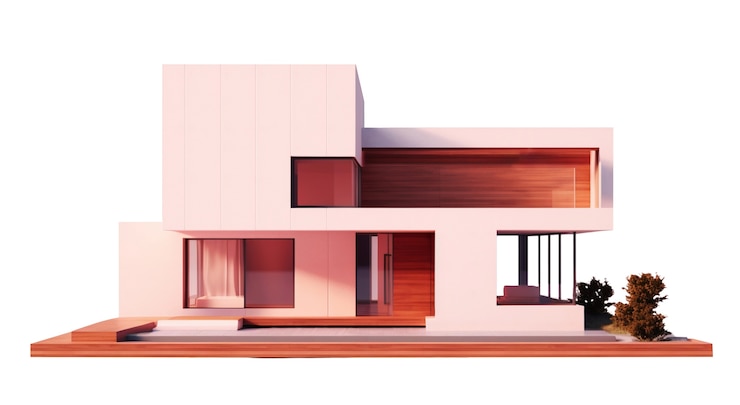 PSD gratuito ilustración de casa y propiedad en 3d