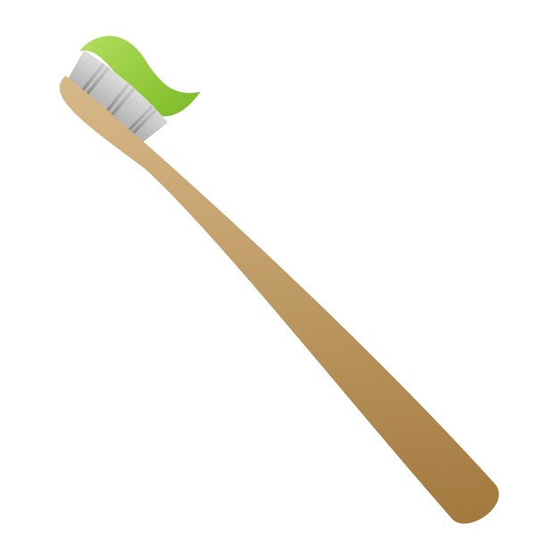 Ilustración de un cepillo de dientes de madera de diseño plano y sostenibilidad