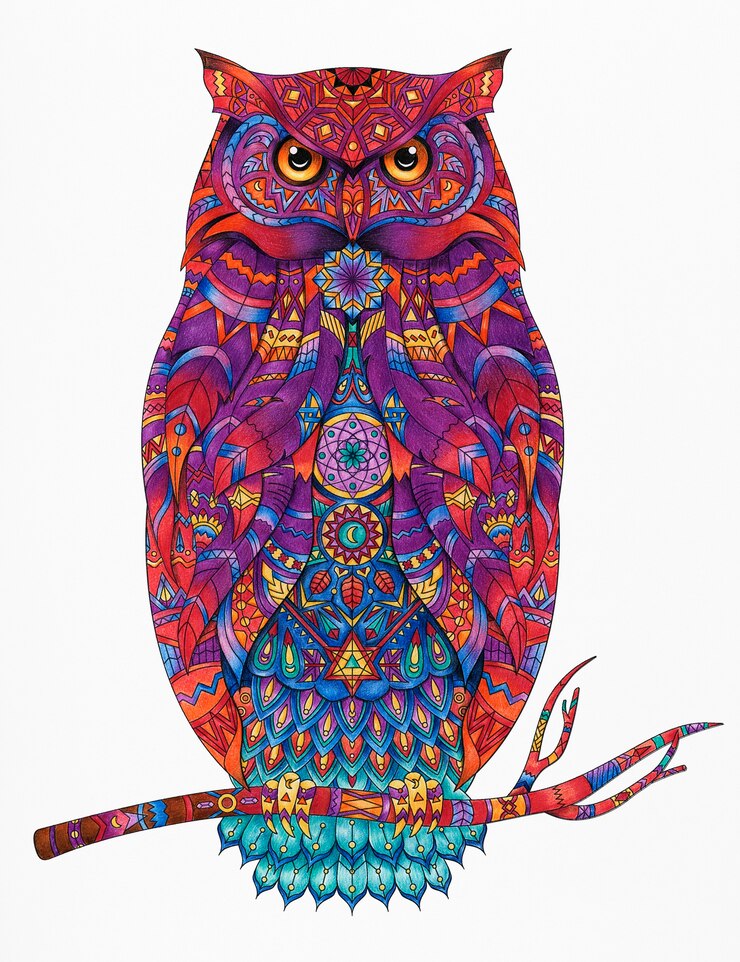 PSD gratuito ilustración para colorear de animales adultos