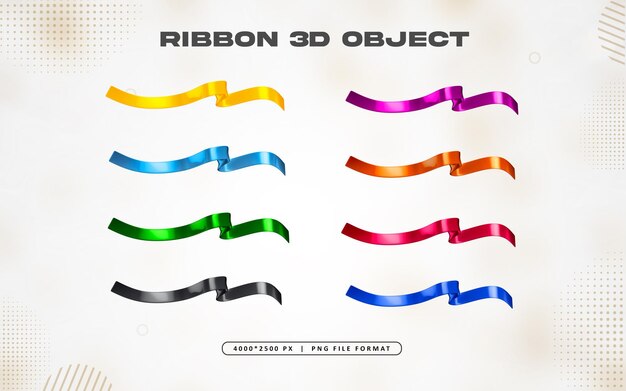 Ilustración colorida de un conjunto de cintas 3D