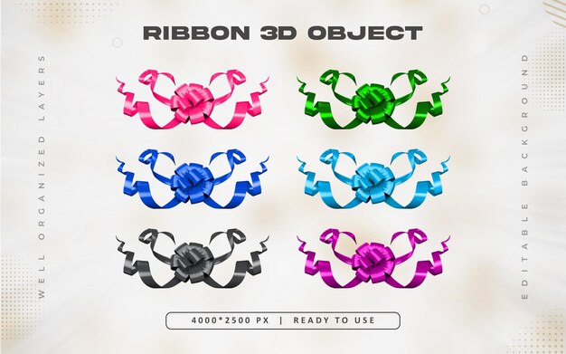 Ilustración colorida de un conjunto de cintas 3D