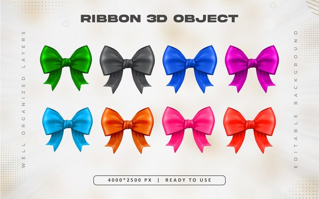 Ilustración colorida de un conjunto de cintas 3D