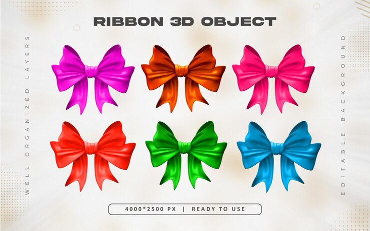PSD gratuito ilustración colorida de un conjunto de cintas 3d