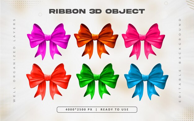 Ilustración colorida de un conjunto de cintas 3D