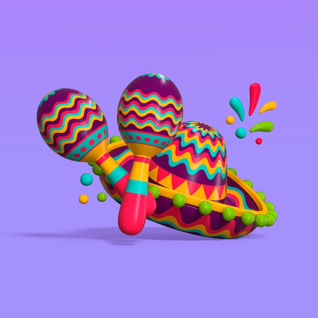 Ilustración colorida de la fiesta mexicana