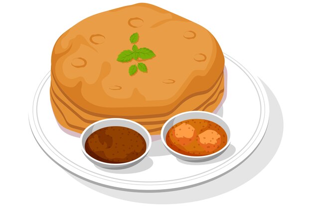 Ilustración de comida india aislada