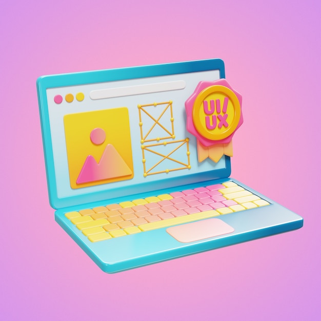 Ilustración de la computadora portátil de diseño Ui ux
