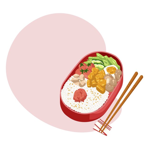 Ilustración de una deliciosa comida japonesa