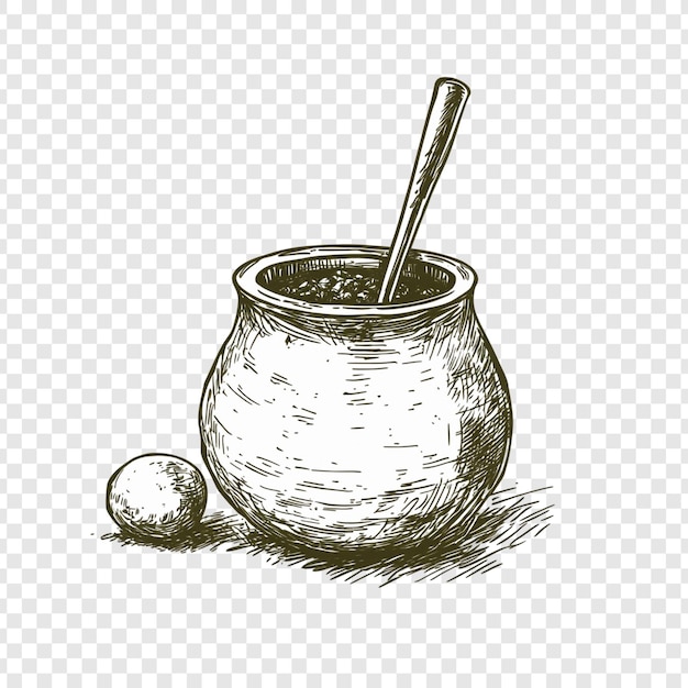 Ilustración dibujada a mano de la yerba mate