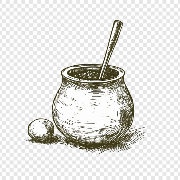 Ilustración dibujada a mano de la yerba mate