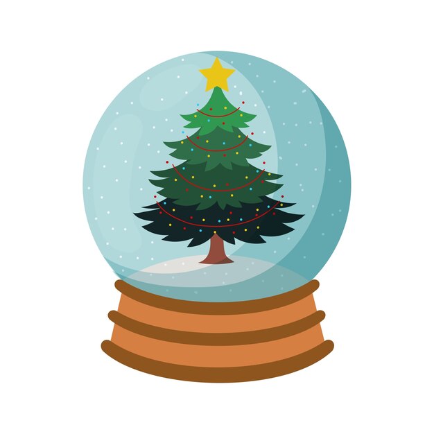 Ilustración de elemento navideño con bola de nieve