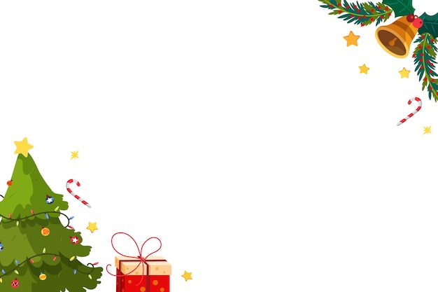 Ilustración de elemento navideño con campana y árbol.