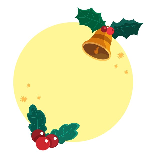 Ilustración de elemento navideño con campana y muérdago.