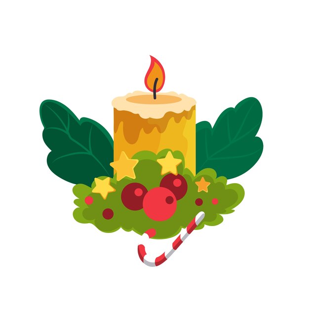 Ilustración de elemento navideño con vela.