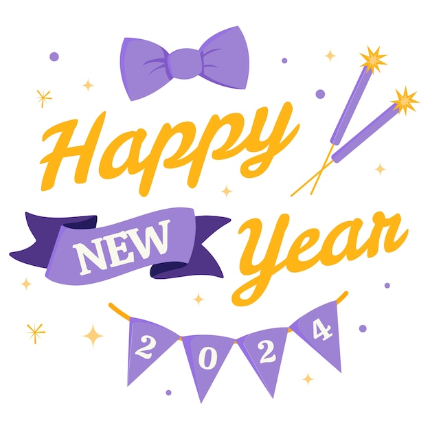 Ilustración de los elementos del nuevo año