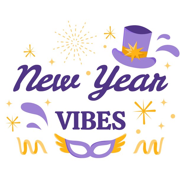 Ilustración de los elementos del nuevo año
