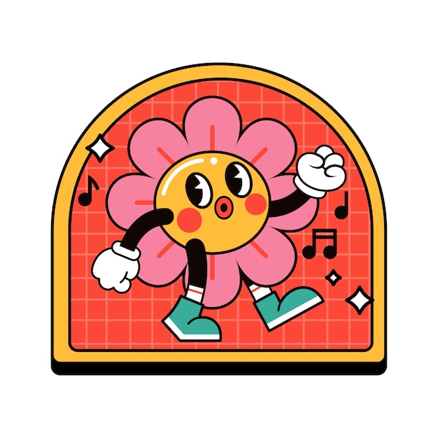 Ilustración de etiqueta de dibujos animados retro