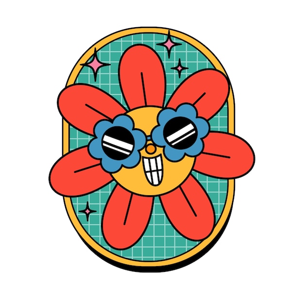 Ilustración de etiqueta de dibujos animados retro