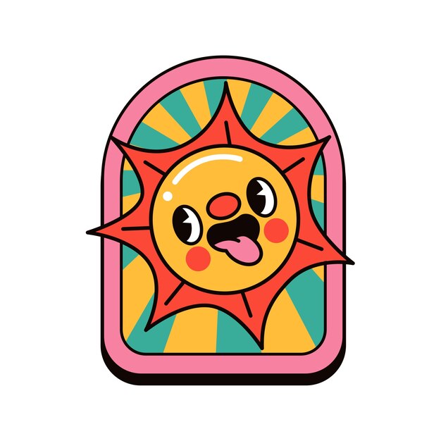 Ilustración de etiqueta de dibujos animados retro