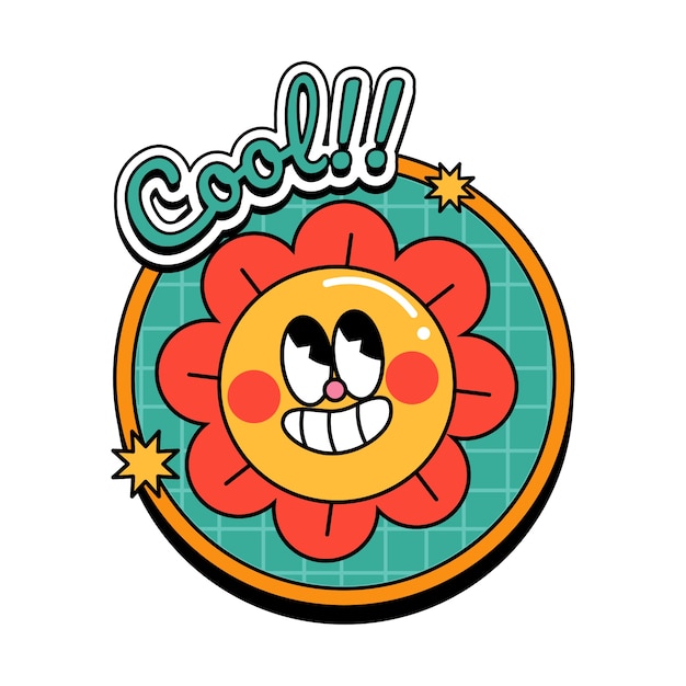 Ilustración de etiqueta de dibujos animados retro