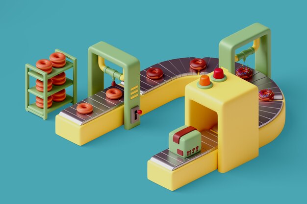Ilustración de fabricación de alimentos 3d