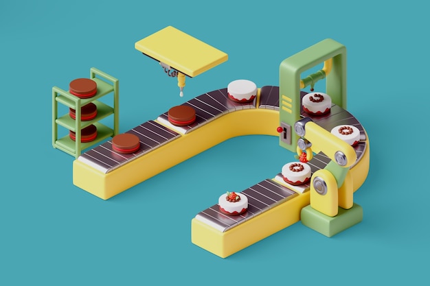 Ilustración de fabricación de alimentos 3d