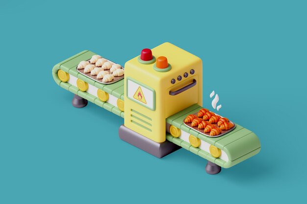 Ilustración de fabricación de alimentos 3d