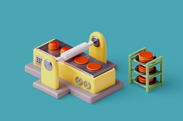 Ilustración de fabricación de alimentos 3d