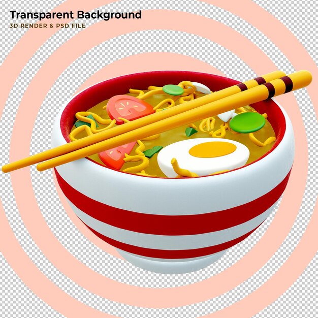 Ilustración de fideos ramen estilizados en 3D Ilustración 3D