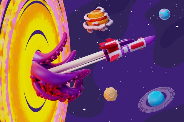 Ilustración de galaxias en 3D