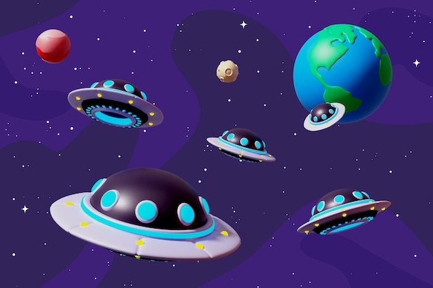Ilustración de galaxias en 3D