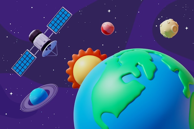 Ilustración de galaxias en 3D