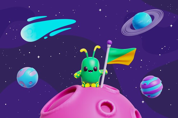 Ilustración de galaxias en 3D
