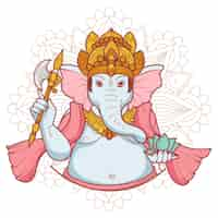 PSD gratuito ilustración de ganesh dibujada a mano