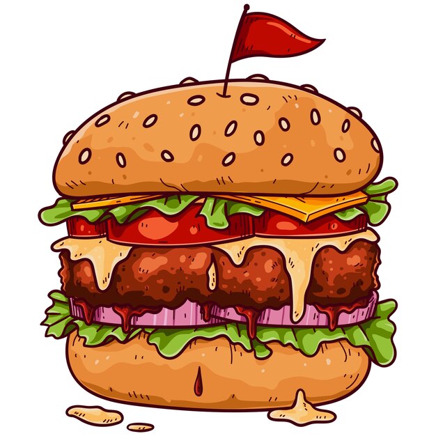 Ilustración de hamburguesa dibujada a mano