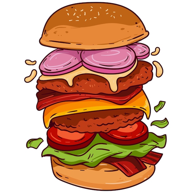 Ilustración de hamburguesa dibujada a mano