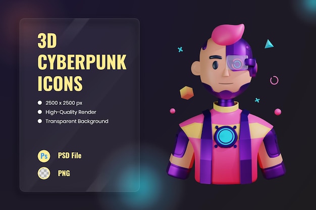 PSD gratuito ilustración del icono 3d modificación del cuerpo robótico cyborg