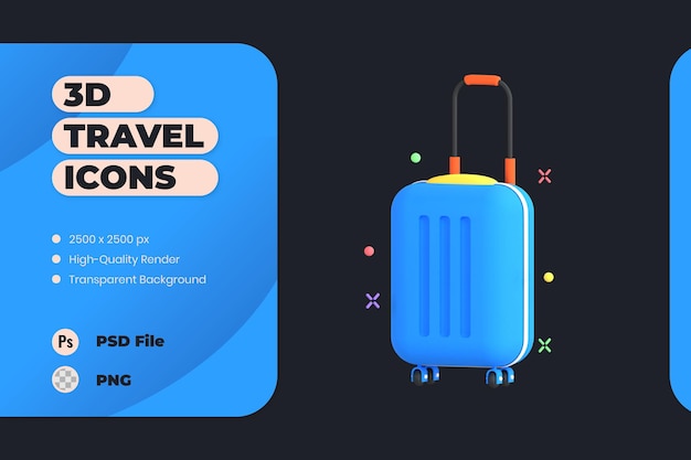 PSD gratuito ilustración del icono 3d preparación del equipo de accesorios de viaje