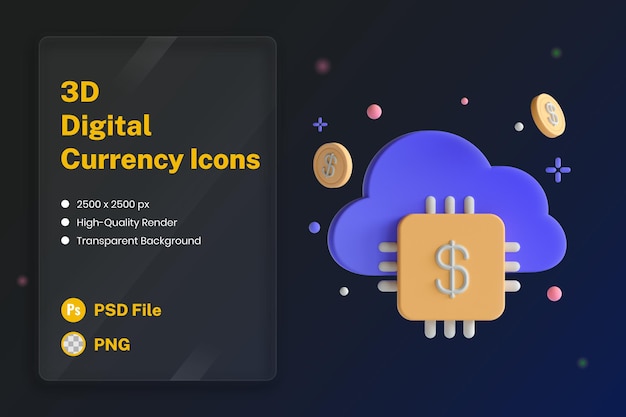 PSD gratuito ilustración de icono 3d tecnología financiera fintech cloud