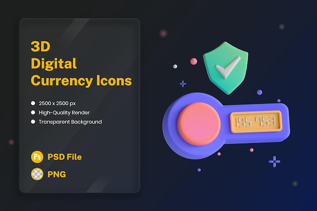 PSD gratuito ilustración de icono 3d token de seguridad seguridad cibernética