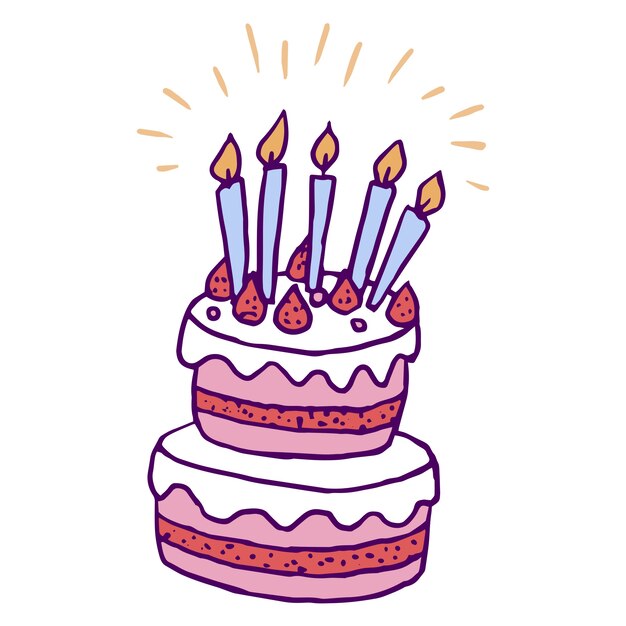 Ilustración del icono de cumpleaños dibujada a mano