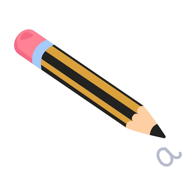 Ilustración de lápiz con diseño plano