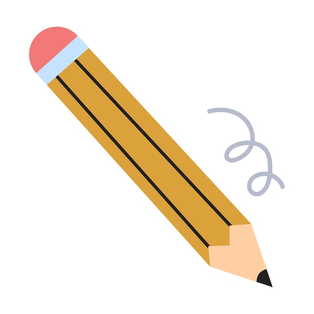 Ilustración de lápiz con diseño plano