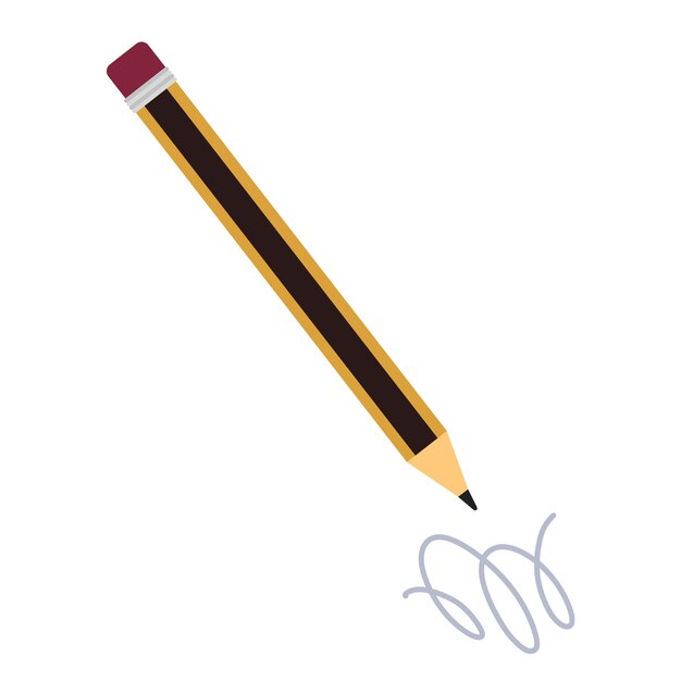 Ilustración de lápiz con diseño plano
