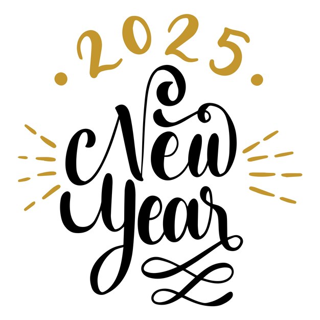 Ilustración de letras de año nuevo aislada