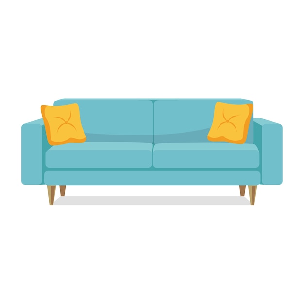 Ilustración de muebles de casa con sofá.