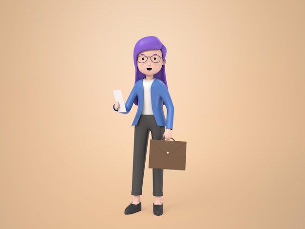 Ilustración de mujer de negocios 3d