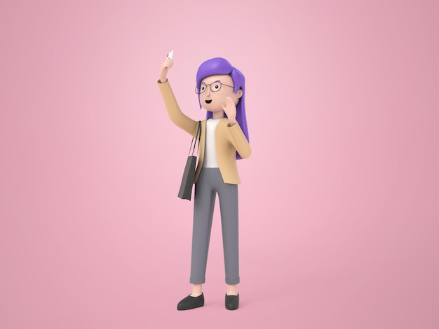 PSD gratuito ilustración de mujer de negocios 3d