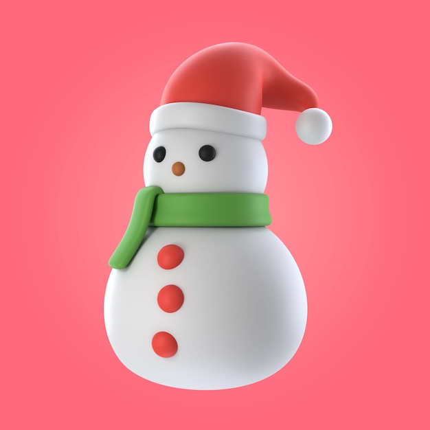 Ilustración de muñeco de nieve 3d de navidad PSD Premium 
